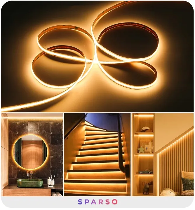 Sparso taśma LED COB 10m 12V 3000K ciepła biała 480 LED/m – Zastosowanie taśmy LED w domu i lokalu