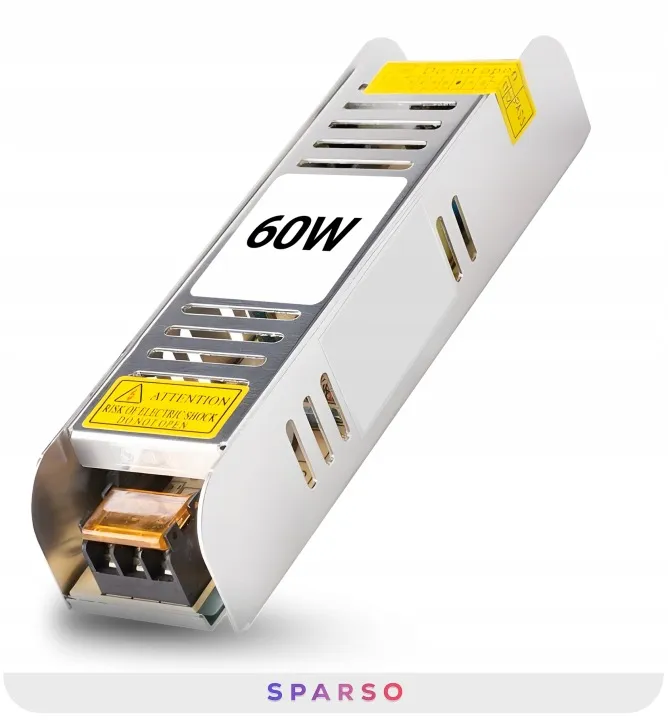 Sparso zestaw taśma LED COB 5m 12V 3000K ciepła biała Zasilacz led 60w 12v – kompaktowy i wydajny