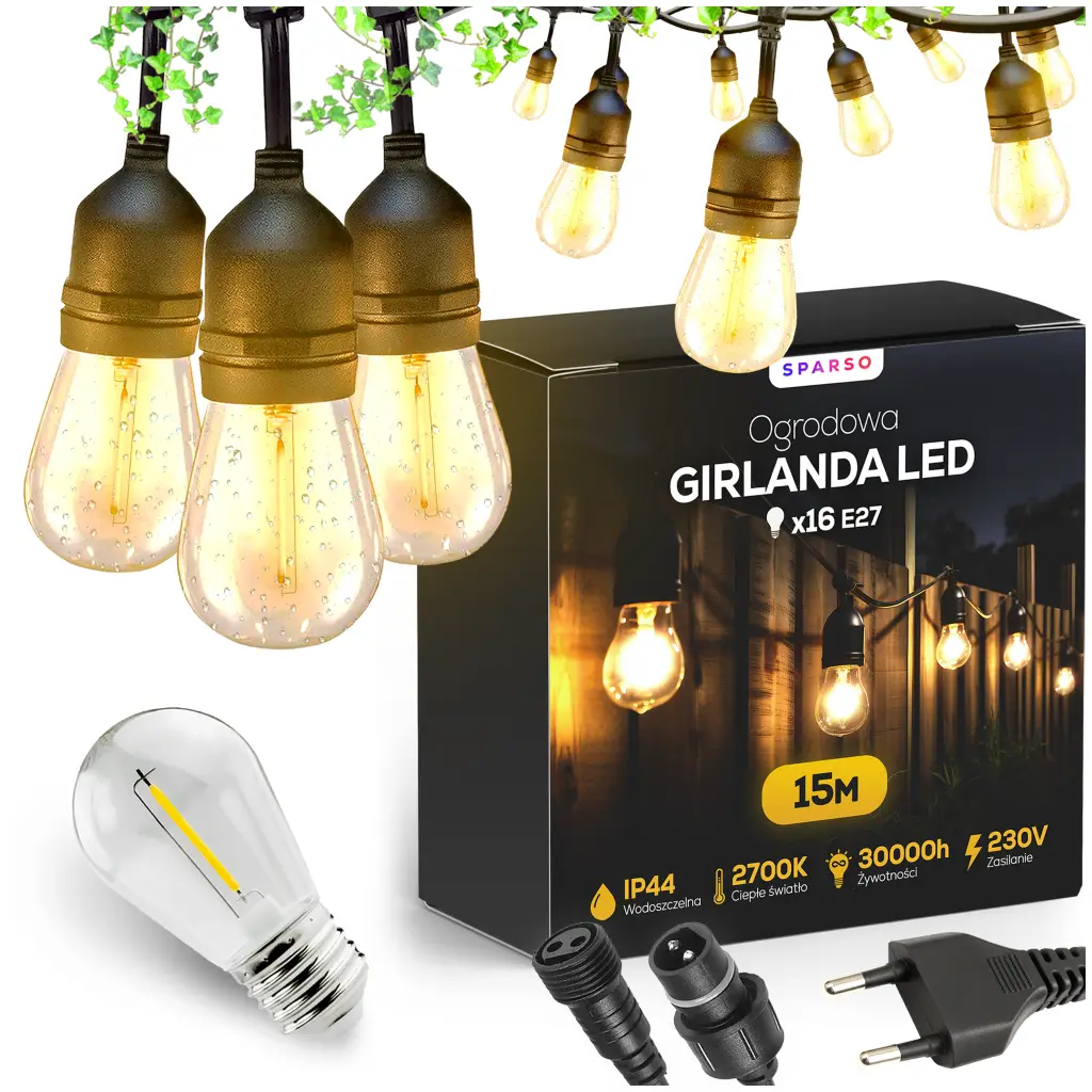 Sparso oświetlenie LED 15m GIRLANDA 15m 15 LED | Idealna dla Twojego ogrodu!