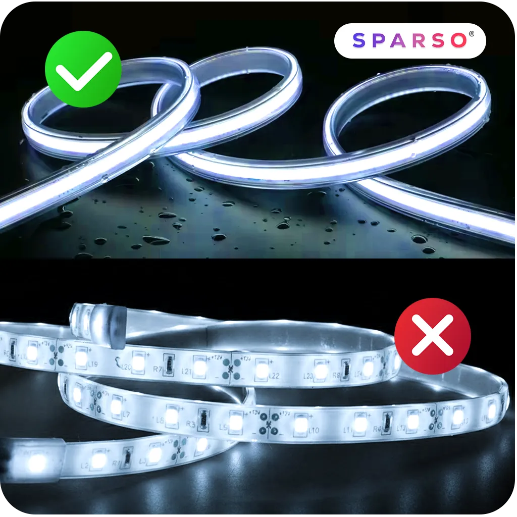 Sparso taśma LED COB 1m 230V 6000K IP67 zimna biała wodoodporna Technologia COB w oświetleniu LED
