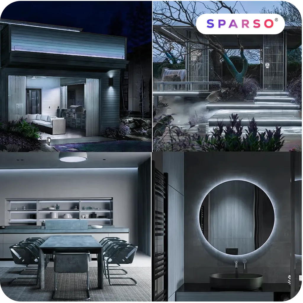 Sparso taśma LED COB 1m 230V 6000K IP67 zimna biała wodoodporna Szerokie zastosowanie w domu i na zewnątrz