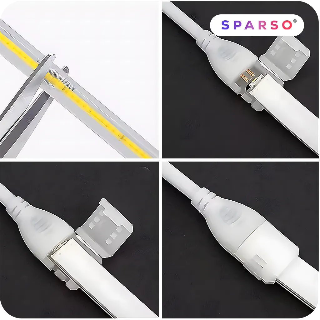 Sparso taśma LED COB 1m 230V 6000K IP67 zimna biała wodoodporna Wygodny montaż i precyzyjne dopasowanie
