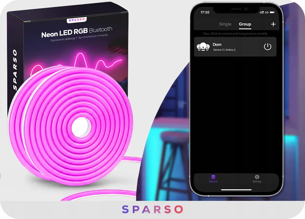 Sparso taśma LED NEON 20M 24V wodoodporna GRUPOWANIE – Steruj wieloma zestawami na raz!