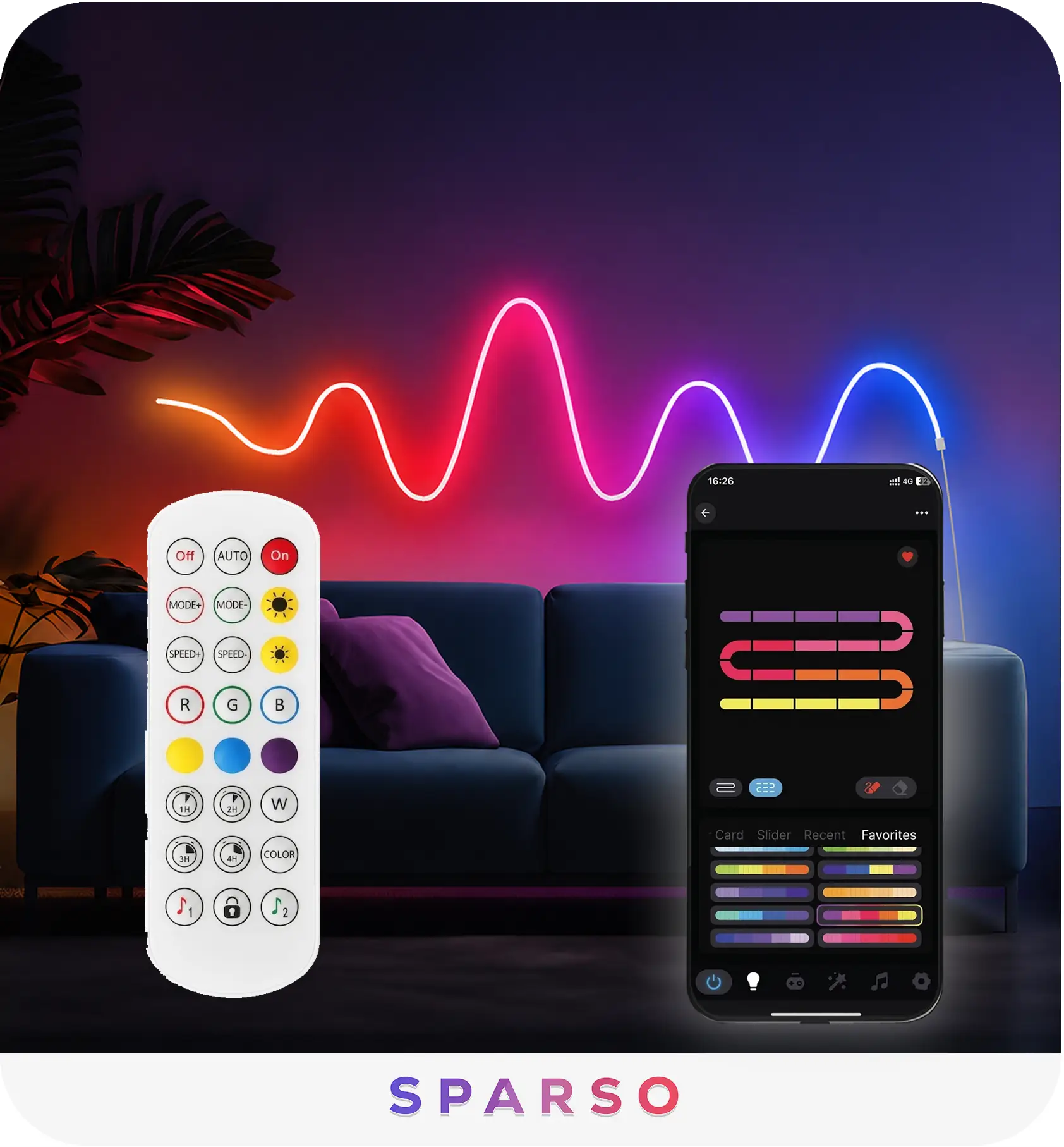 Sparso taśma LED NEON 30m Sterowanie aplikacją i pilotem