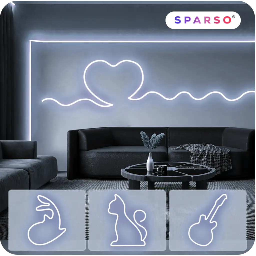 Sparso taśma LED Neon 1m 230V 6000K IP67 zimna biała wodoodporna ELASTYCZNY Neon - Giętki jak guma!
