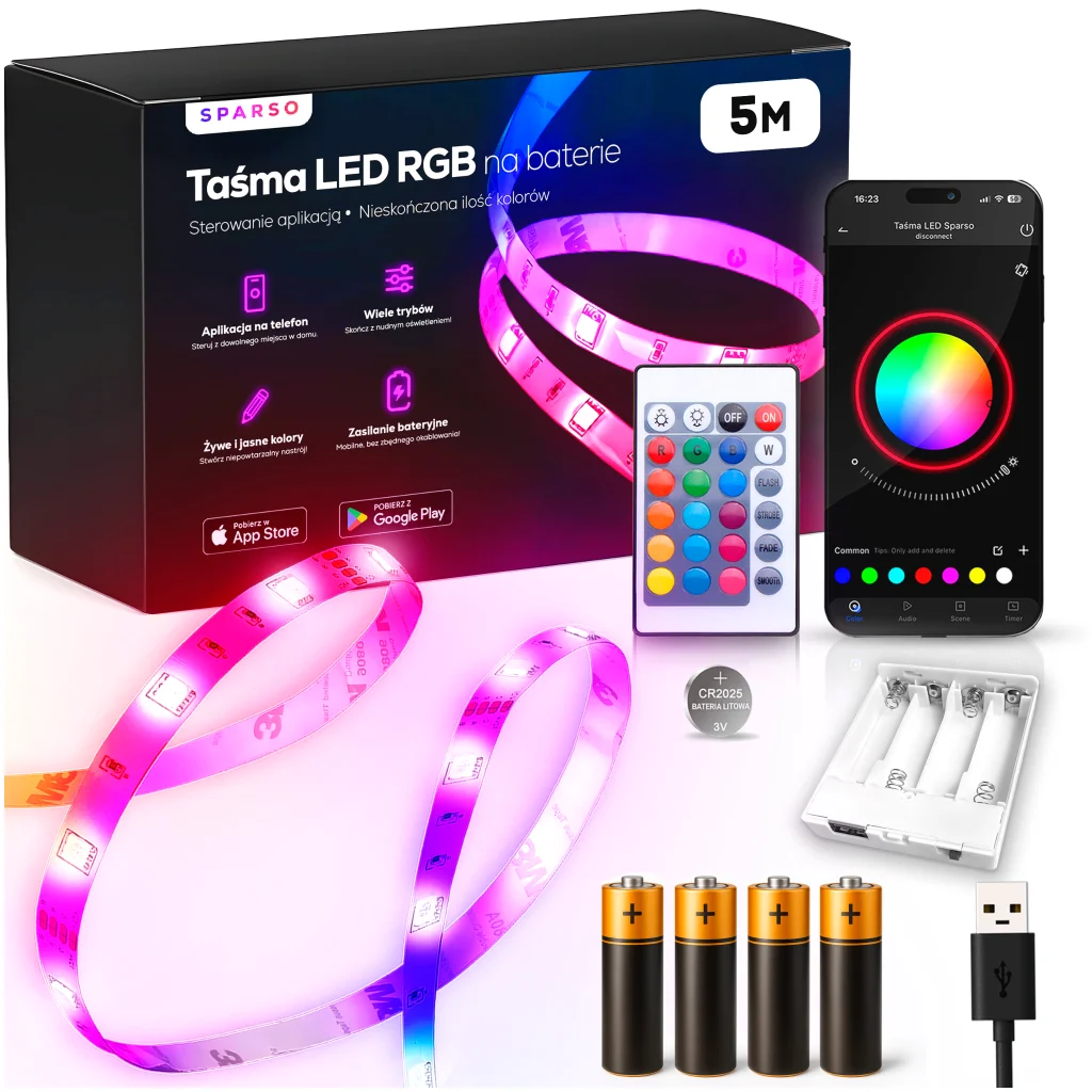 Sparso oświetlenie LED 5m Taśma LED 5m na baterie marki Sparso