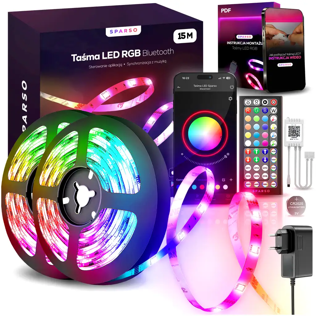 Sparso oświetlenie LED 15M 230V 12V Taśma LED RGB 15m Sparso