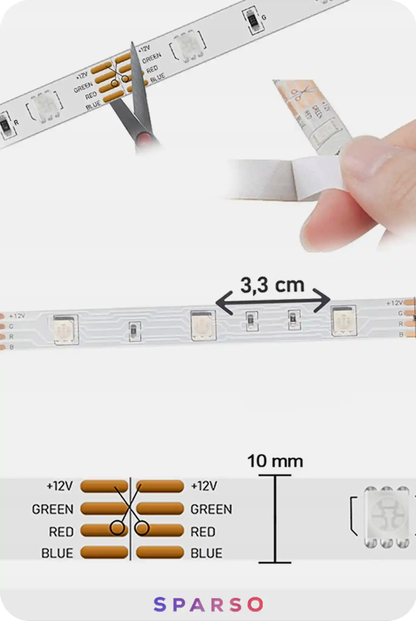Sparso oświetlenie LED 30M 230V 12V specyfikacja