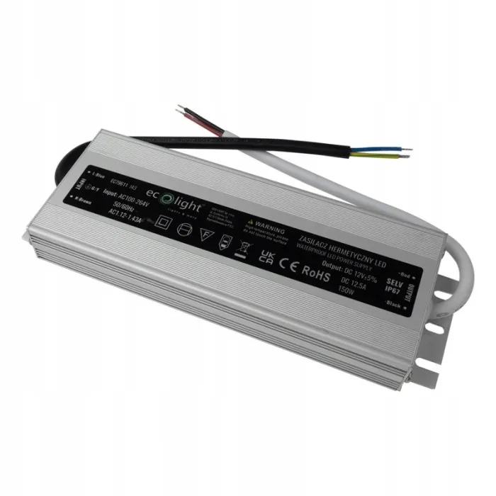 Sparso zasilacz LED 12V IP67 150W 12,5A ✅ Zasilacz LED hermetyczny wodoodporny 12V 150W 12,5A