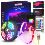 TAŚMA LED 5M RGB USB 5050 Podświetlenie do TV LEDY Pilot APLIKACJA Zestaw
